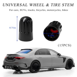 Gasedin 15 PCS Tire Valve Stem Caps, Plastic Wheel Valve Stem Airtight Covers with Rubber Rings, Leakproof Tire Stem Dust Cover Caps for SUV Bike Truck Motorcycle, Car Accessories (Style 1)