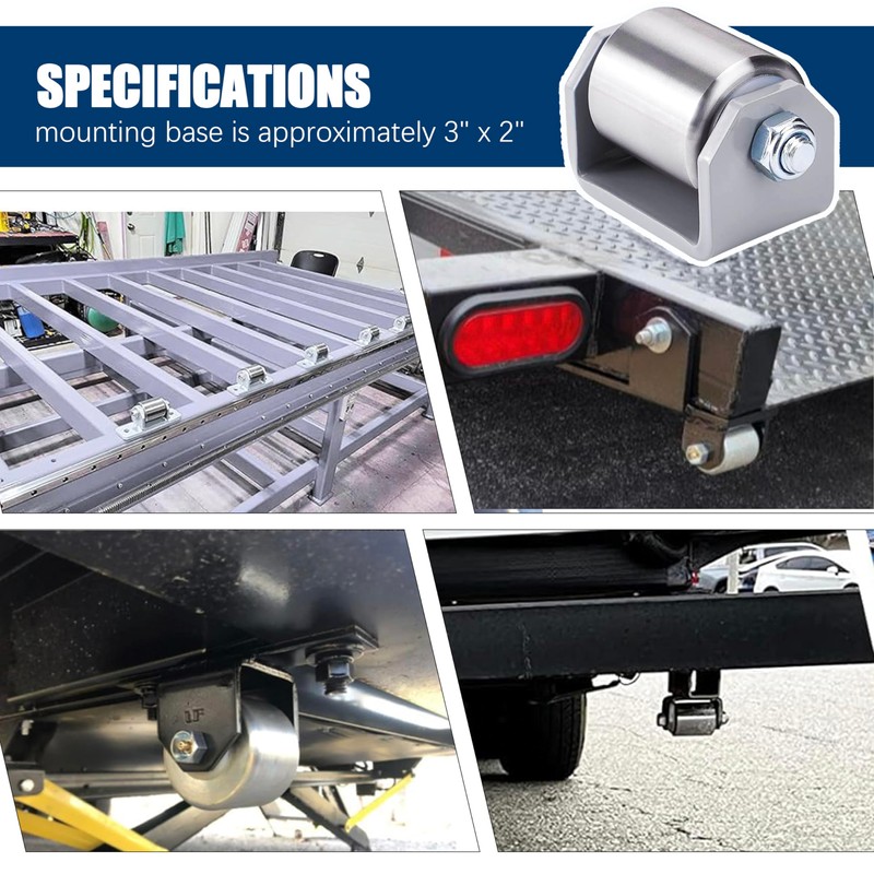 2.4" Heavy Duty Roller Weld-On Trailer Rollers (4-Pack) - Skid-Proof