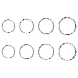 ZPSCXQ 8Pcs 316L Nose Rings, Silver Nose Ring, Nose Rings Sterling Silver, Stainless Steel Hinged Puncture Segmentation Nose Ring for Women Men Boys Girls 6mm/8mm/10mm/12mm
