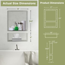 Suteck Shower Niche, 17" x 25" x 3.8" Tile Ready Recessed Shower Shelf for Bathroom Storage, Modern Bathroom Niche Rectangle Box for Organization