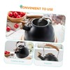 GRIRIW Ergonomic Handle Design Black Whistling Kettle for Heating Tea