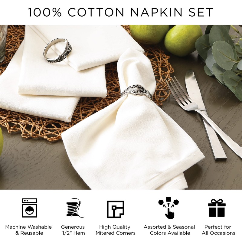 DII Solid Napkin Set Collection, 20x20, Wine, 6 Piece
