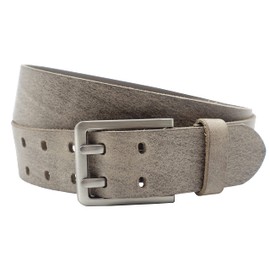 NK Belt GmbH Handmade Men's Leather Belt Made of Buffalo Leather with Double Pin Buckle, Made in Germany, Suit Jeans Belt 43 mm #DD-15, gray
