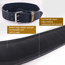 Power Ape Weight Lifting Belt Gym Fitness Cowhide Leather with Adjustable Holes Weightlifting Powerlifting Bodybuilding Deadlift Squat Workout Strength Training for Men and Women (black, X-Large)