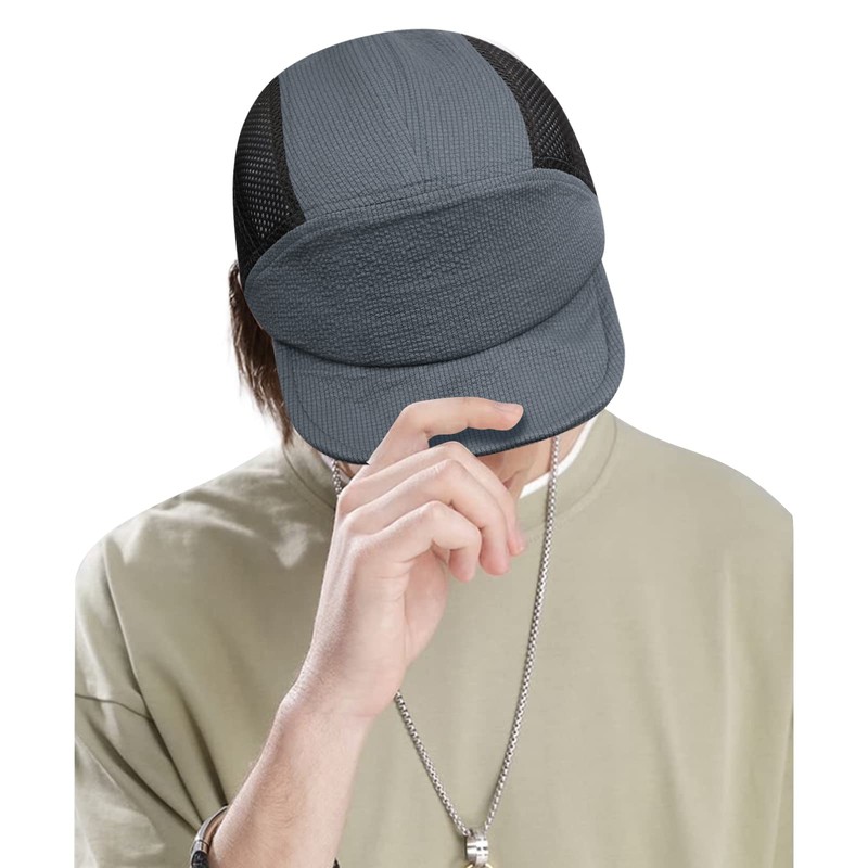 CLAPE Mesh Cap Men's Short Peak 5 Panel Baseball Cap