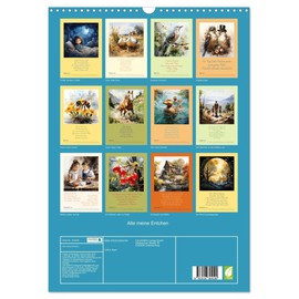 Alle meine Entchen (Wandkalender 2026 DIN A3 hoch), CALVENDO Monatskalender: Kinderlieder - Texte und dazu passende farbenfrohe kinderfreundliche Aquarelle KI generiert (CALVENDO Spass)