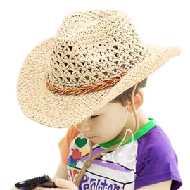 ITODA Trilby Straw Hat Foldable Western Cowboy Hat Summer Anti-UV Beach Cap Vintage Style Panama Hat Wide Brim Travel Beach Hat for Mens Womens Beige