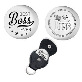 Boss Appreciation Gifts for Women Men Boss Leaders Pocket Hug Token for Boss Day Gifts for Men Women Black Leather Keyring for Leader Boss Birthday Christmas Gift for Boss Leaders Male Female