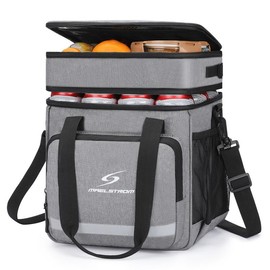 Maelstrom Lunch Box for Men,Insulated Lunch Bag Women/Men,Leakproof Lunch Cooler Bag, Lunch Tote Bag:_Double Layer - Dark Gray_Double Layer(18L/28cans)