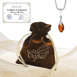 Women's Baltic Amber Necklace with Genuine 925 Silver Drop Pendant in Honey Colour, Adjustable Length, Eco Packaging, Gift for Women, Amber