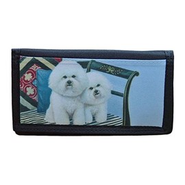 Gone Doggin Bichon Frise Checkbook Cover #1 - Dog Gifts in Black Polyester Tight Weave