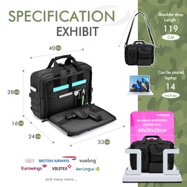 BAGZY Tactical Laptop Bag for Men Multifunctional Tactical Briefcase, Men's Military Messenger Bag 14/15.6/17.3 Inch Black