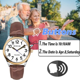 RUNCAR American English Talking Watch Speaks Clear and Loud Time, Date and Alarm Time,Large and Clear Voice Ladies Talking Watch for Senior,Visually impaired or Blind People