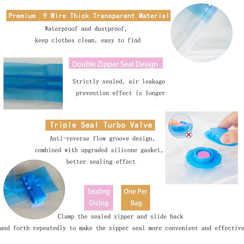 Vacuum Storage Bags 4 Pack Jumbo Airtight Space Compression Bags