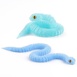 3D Printed Snake Toys - 2Pcs 12'' Crystal-Like Articulated Snake, 3D Printed Simulate Animal Flexible Snake Funny Fidget Toys Home Class Prize Christmas Party Favors（Light Blue+Pale Green）