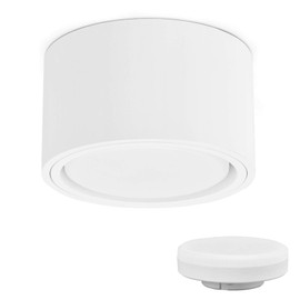 KYOTECH LED Surface-Mounted Spotlight, 230 V, Diameter 95 x 55 mm, Surface-Mounted Including 6 W GX53 Bulb, Warm White, 3000 K, 550 lm, Ceiling Surface-Mounted Spotlight, Round White