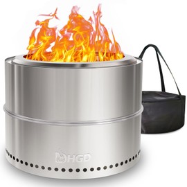 HGD 20 inch Smokeless Firepit Outdoor, Portable Smokeless Fire Pit for Camping with Travel Bag, Stainless Steel Wood Burning Stove for Backyard & Patio, Easy Setup & Compact Storage