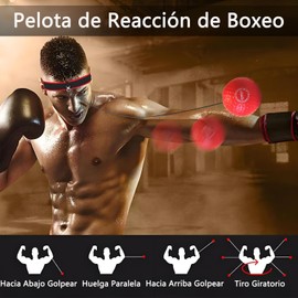 Pelota de Boxeo Montado En la Cabeza, Reflex Ball Velocidad de Boxeo, con 2 Cintas para la Cabeza, 4 Balones de Entrenamiento, Adecuado para Mejorar la Velocidad de Reacción