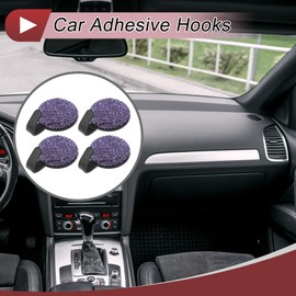 HEROFFIX 4 Pcs for Purses and Bags, Umbrella Etc Car Storage Hooks Sturdy Car Adhesive Hooks Purple Metal Acrylic 1.46"x0.98"