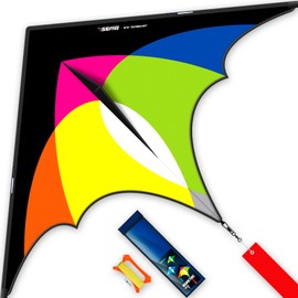 3-Piece Set Delta Kite for Easy to Fly Large Kite for Kids and Adults - Perfect Family Outdoor Toy, Beach Fun for Family Activities (Petal Yellow, 1)