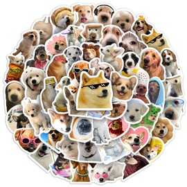 60 Pcs Funny Meme Dogs Stickers for Water Bottles, Cute Puppy Pet Animals Waterproof Vinyl Laptop Decals, Scrapbook Guitar Luggage Phone Skateboard Decor