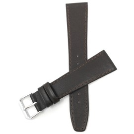 Bandini Extra Long (XL) 18mm Italian Leather Watch Band Strap - Brown with Stitch - Classic - Slim