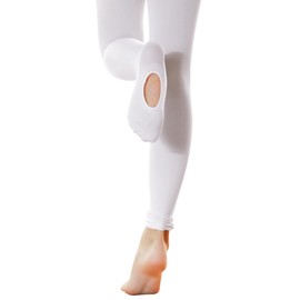 LingTing Ballet Tights for Girls 8-10 White Ultra Soft Pro Dance Tights Convertible Transition Tights for Big Kids