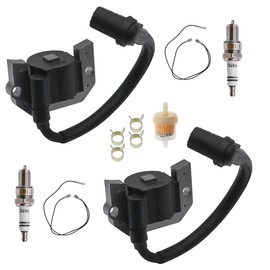Rebuiman 21171-7034 Ignition Coils with 2pcs Spark Plugs Fit for Kawasaki FH381V FH430V FH480V FH541V FH721D FH770D Engines Replaces 21171-7007, 21171-7006, 21171-7013
