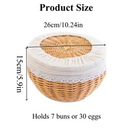 10.24In Tortilla Warmer Basket with Removable Liner and Napkin Cloth Taco Warmer Tortilla Holder with Lid Rustic Mexican Tortilla Basket for Pancake Taco Bread