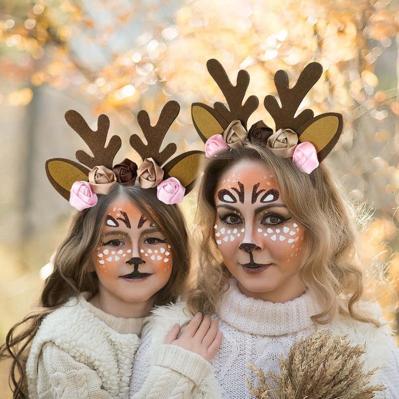 LUYANFX Reindeer Headband with Ears, Christmas Headbands, Reindeer Headband with