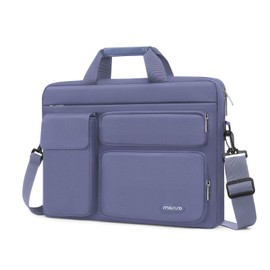 MOSISO Laptop Shoulder Bag 15.6 inch, 15-15.6 inch Computer Bag Compatible with MacBook Pro 16 inch, HP, Dell, Lenovo, Notebook with 2 Raised&1 Flapover&1 Horizontal Pocket&Handle&Belt, Lavender Gray