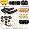 WEIKA 54 Pcs Birthday Decorations - Black and Gold Happy