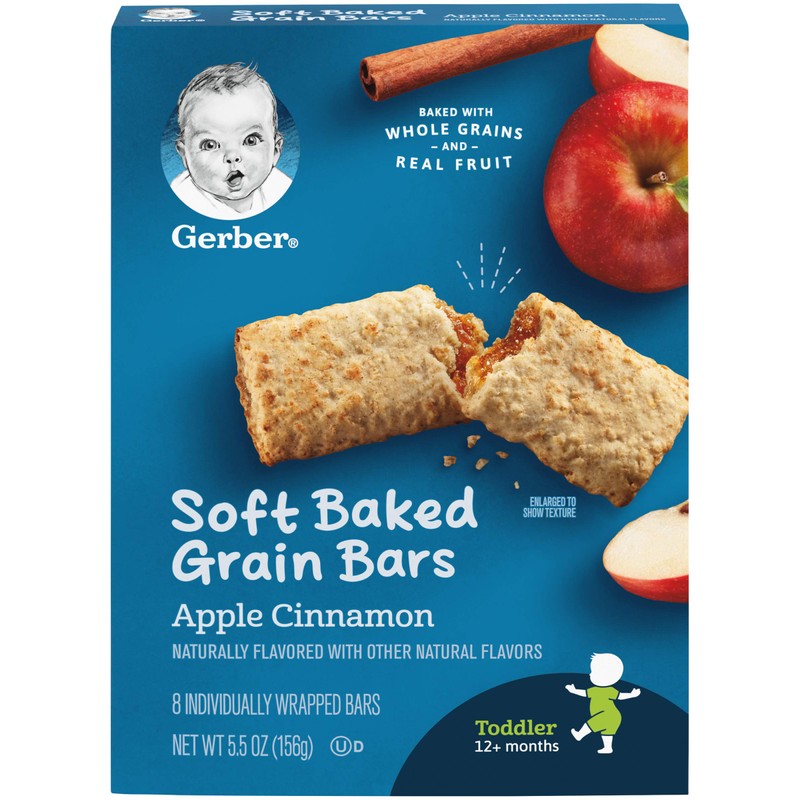 Gerber Soft Baked Grain Bars, Apple Cinnamon, 8 Individually Wrapped