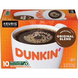 Dunkin' Original Blend Medium Roast Coffee, 10 Keurig K-Cup Pods