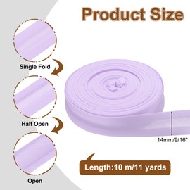 sourcing map 11 Yards Single Fold Bias Tape 9/16 Inch Sewing Bias Tape Seam Binding Tape Hemming Tape for Sewing Carpet Edges, DIY Crafts, Seaming, Piping, Quilting, Violet