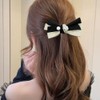 2 PCS Pearl Hair Bows Clips,Handmade Knitting Hair Clips Crochet