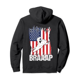Vintage Just Braap Snowmobile Retro Snow Sled US Flag Pullover Hoodie