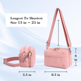 NEICOA Anti-Theft Nylon Crossbody Bags for Women,RFID Travel Purse with Multi-Pockets,Small Shoulder Bag for Vacation(Pink)