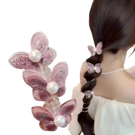 WENJESO Forest Butterfly Ribbon Hair Elastic, French Style, Foam Knitting Instrument, Hair Band, Gift Box Included