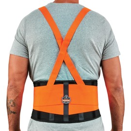 Ergodyne ProFlex 100HV Back Support Brace, High Visibility Support Belt, 8" Spandex Material, Removeable Straps