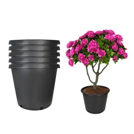mitoharet 5-Pack 25 Gallon Round Premium Nursery Pot Plant Flower Seedling Container Garden Planter Pots for Indoor Outdoor Plants Flower Vegetables Black (25 Gallon)