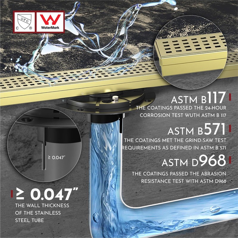 WEBANG 24 Inch Linear Shower Drain Rectangular Floor Drain with