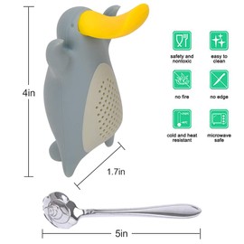 Besego Silicone Tea Infuser Set of 2, Cute Platypus Loose Leaf Tea Strainer with Stainless Steel Teaspoon, Reusable Tea Ball Filter for More Enjoyable Tea Times with Friends and Family