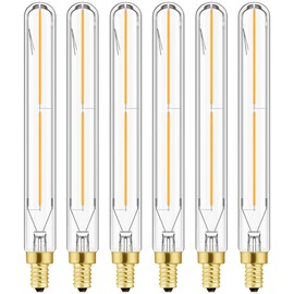 Leools E12 Led Long Bulb,7.3Inch Long Tubular Light Bulbs,T6 B11 Candelabra Bulb 40 watt for Chandeliers,Clear Glass,Warm White,2700K 400LM 4W Dimmable Tube E12 Led Edison,185mm,6Pack
