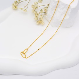 Minimalist Gold Paperclip Necklace for Women Adjustable 20" Chain Long Necklaces, 14K Gold Plated Paperclip Choker Necklaces Everyday Dainty Charm Necklace Gold Jewelry Gifts for Women, Wife, Mom