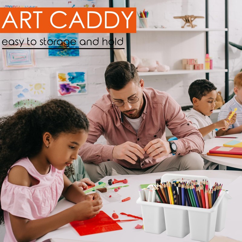 Classroom Caddy Storage Basket with Handle, 6 Pack Plastic Arts