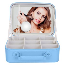 Edge by Body Code Travel Makeup Bag with LED Mirror, Adjustable Dividers & 10X Magnifying Mirror