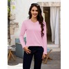 MAGCOMSEN Ladies Long Sleeve T Shirts Cotton V Neck Solid