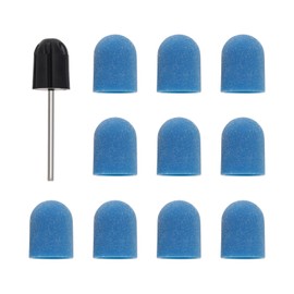 Pack of 11 Sanding Cap Polisher Manicure Tool Matte Cap Sand Cap for Nail Improvement and Pedicure Shaft Sanding Bands for Nail Drill 13 x 19 mm Blue