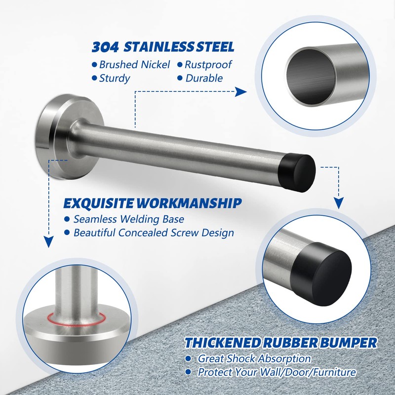 Door Stops, Long Door Stopper, 6 Inch Door Stop Stainless